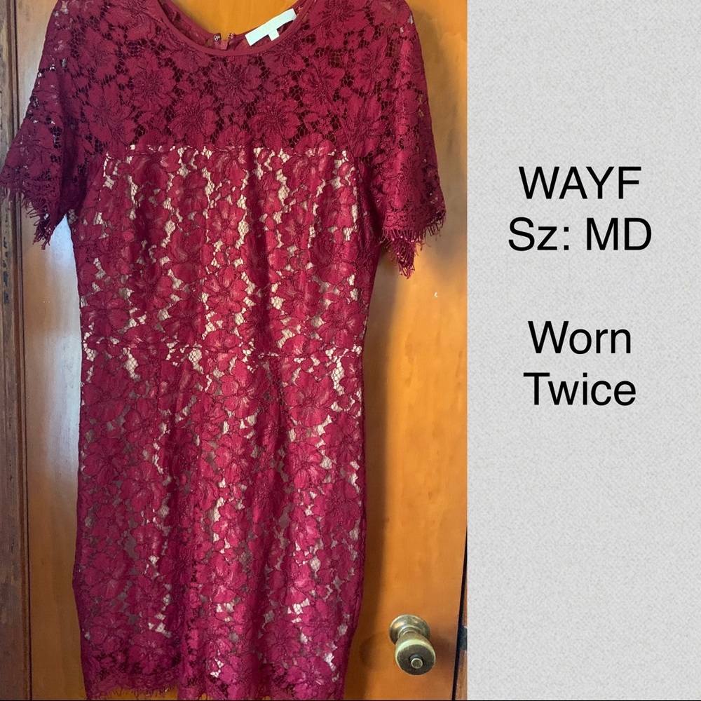 Maroon lace mini dress